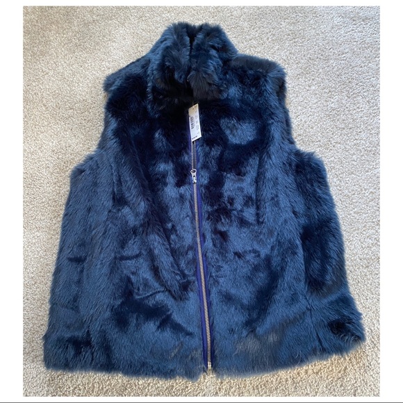 J. Crew Jackets & Blazers - J. Crew navy faux fur vest